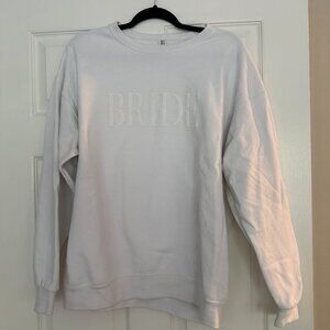 White Bride Crew Sweater Puff Lettering - Size Large